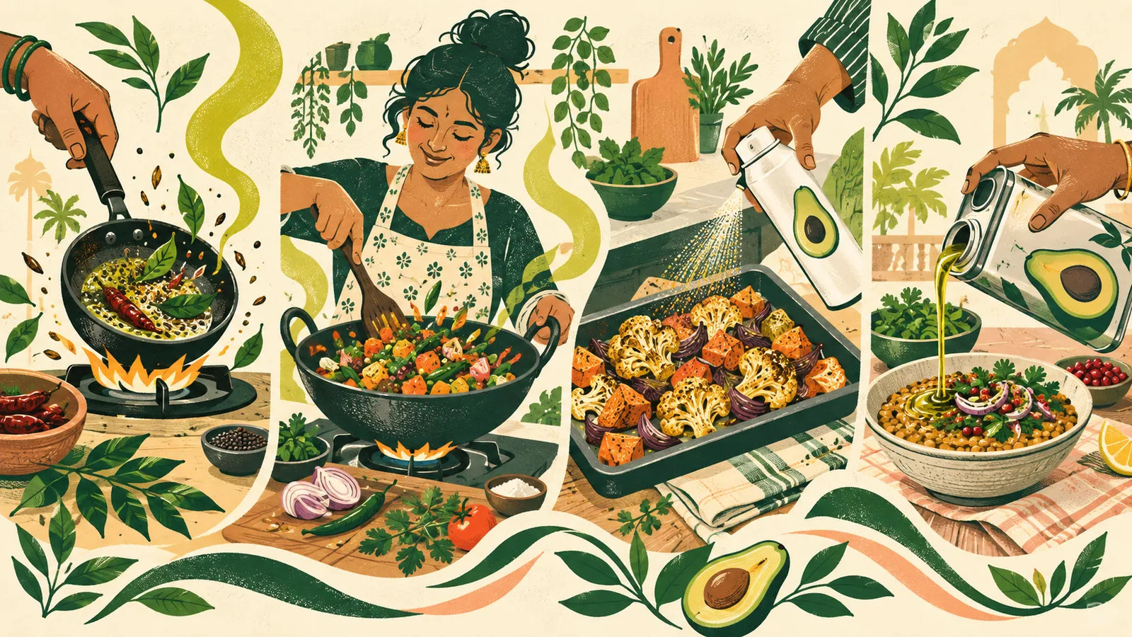 Tadka, sauté, roast or finish? Which oil, how much, how hot